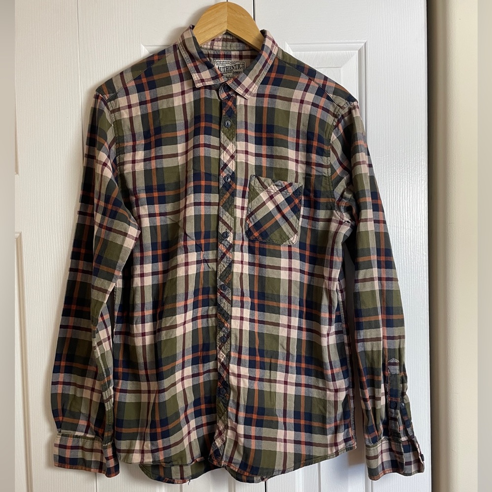Men’s Cotton Flannel - Tan/Green/Navy